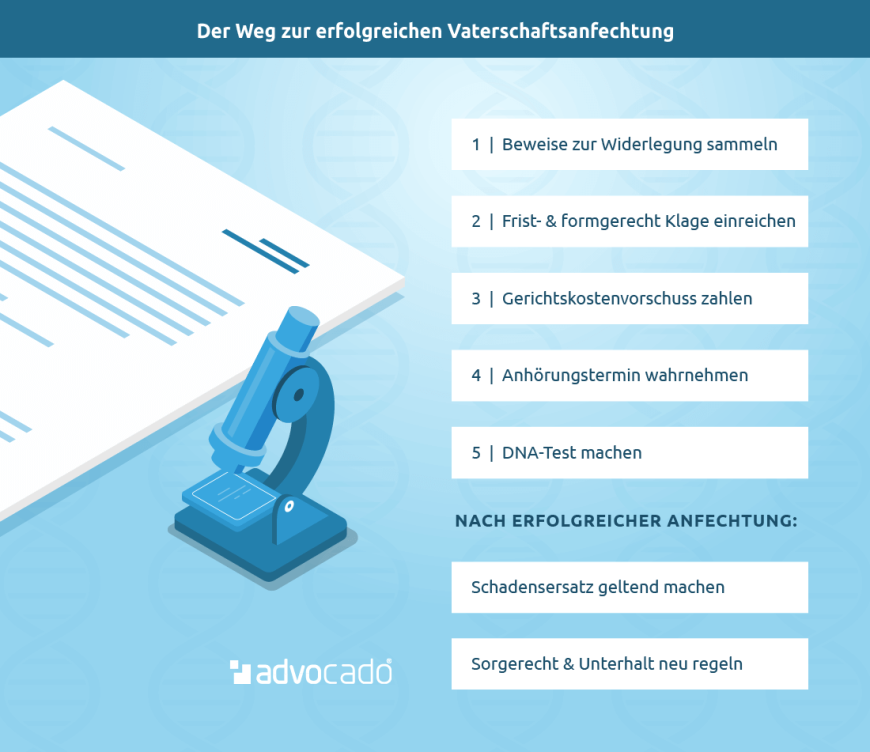 Infografik: Der Weg zur erfolgreichen Vaterschaftsanfechtung.