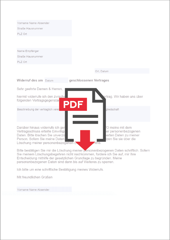 Widerrufsschreiben muster Stornorechnung englisch